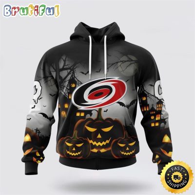 Personalized NHL Carolina Hurricanes All Over Print 3D Hoodie Special Design Pumpkins For Halloween