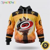 Personalized NHL Carolina Hurricanes All Over Print 3D Hoodie Special Zombie Design For Halloween