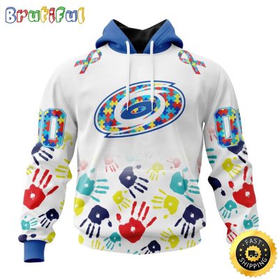 Personalized NHL Carolina Hurricanes Autism Awareness Hands Design All Over Print 3D Hoodie Unisex Hoodie