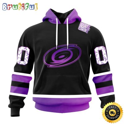 Personalized NHL Carolina Hurricanes Hoodie Special Black Hockey Fights Cancer All Over Print 3D Hoodie Unisex Hoodie