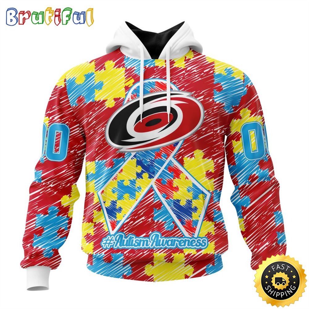 Personalized NHL Carolina Hurricanes Special Autism Awareness Month All Over Print 3D Hoodie Unisex Hoodie