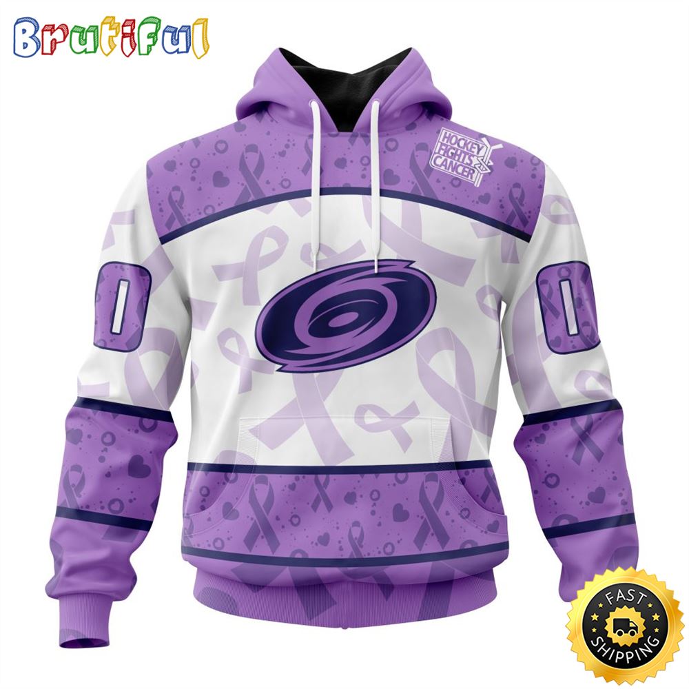 Personalized NHL Carolina Hurricanes Special Lavender Hockey Fights Cancer All Over Print 3D Hoodie Unisex Hoodie Tshirt Sweatshirt