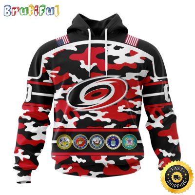 Personalized NHL Carolina Hurricanes With Camo Team Color And Military Force Logo All Over Print 3D Hoodie Unisex Hoodie Tshirt Sweatshirt