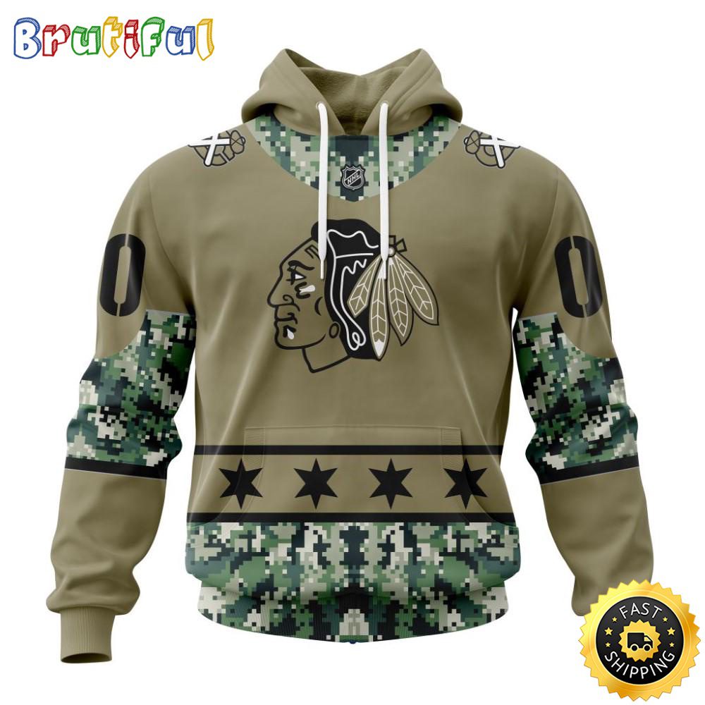 Personalized NHL Chicago BlackHawks Hoodie Military Camo With City Or State Flag 3D Hoodie Unisex Tshirt Hoodie