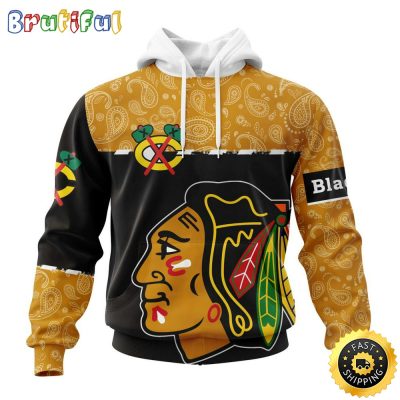 Personalized NHL Chicago BlackHawks Hoodie Specialized Hockey With Paisley All Over Print Hoodie Unisex Tshirt Hoodie