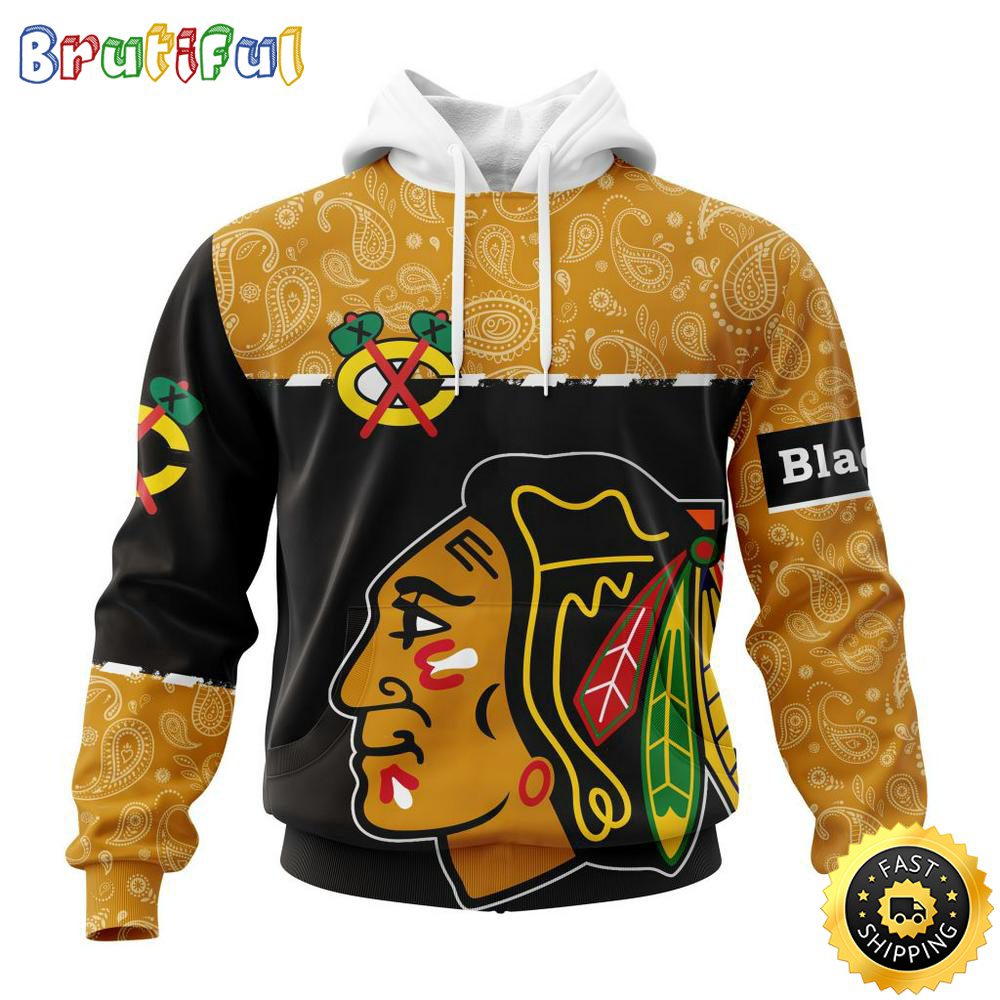 Personalized NHL Chicago BlackHawks Hoodie Specialized Hockey With Paisley All Over Print Hoodie Unisex Tshirt Hoodie