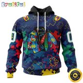 Personalized NHL Chicago BlackHawks Specialized Fearless Against Autism All Over Print 3D Hoodie Unisex Hoodie