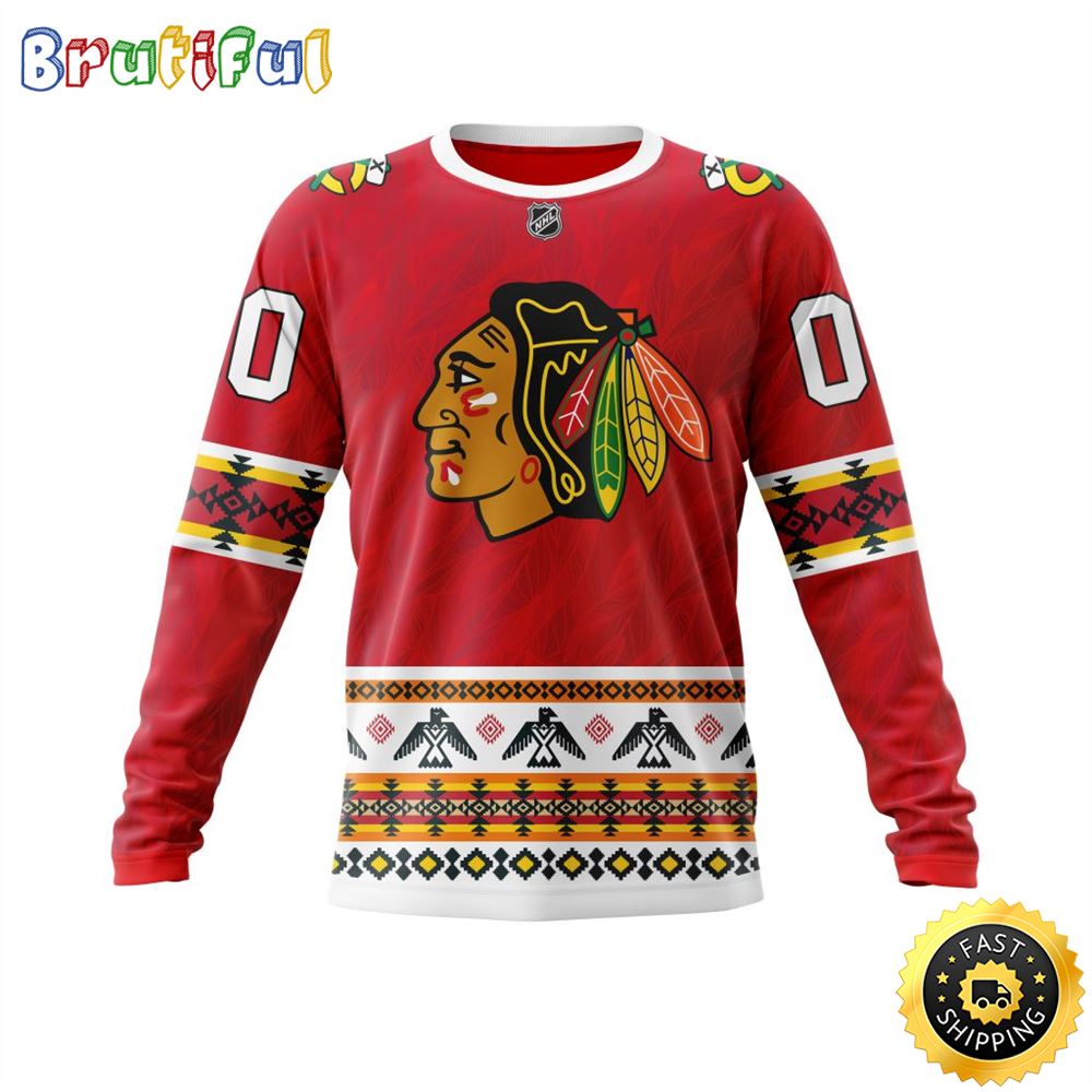 Personalized NHL Chicago BlackHawks Sweatshirt Specialized Native Concepts All Over Print Sweatshirt Unisex