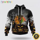 Personalized NHL Chicago Blackhawks All Over Print 3D Hoodie Special Design Pumpkins For Halloween