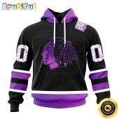 Personalized NHL Chicago Blackhawks Hoodie Special Black Hockey Fights Cancer All Over Print 3D Hoodie Unisex Hoodie