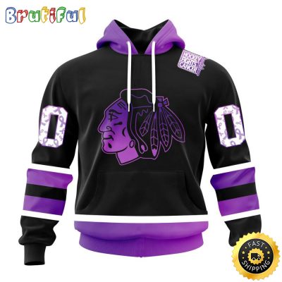 Personalized NHL Chicago Blackhawks Hoodie Special Black Hockey Fights Cancer All Over Print 3D Hoodie Unisex Hoodie