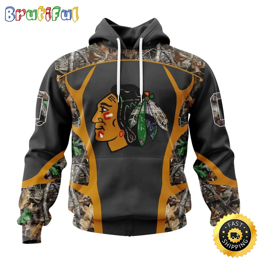 Personalized NHL Chicago Blackhawks Hoodie Special Camo Hunting Design All Over Print 3D Unisex Hoodie