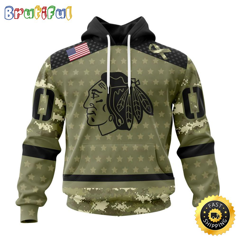 Personalized NHL Chicago Blackhawks Hoodie Special Camo Military Appreciation All Over Print 3D Hoodie Unisex Hoodie