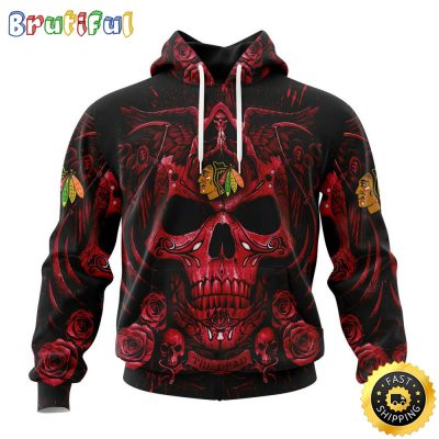 Personalized NHL Chicago Blackhawks Hoodie Special Design With Skull Art All Over Print 3D Hoodie Unisex Tshirt Hoodie