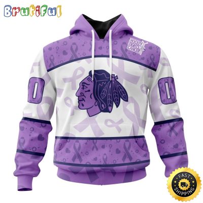 Personalized NHL Chicago Blackhawks Special Lavender Hockey Fights Cancer All Over Print 3D Hoodie Unisex Hoodie Tshirt Sweatshirt