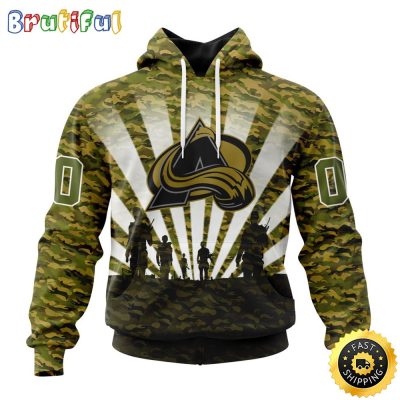 Personalized NHL Colorado Avalanche All Over Print 3D Hoodie Military Camo Kits For Veterans Day And Rememberance Day