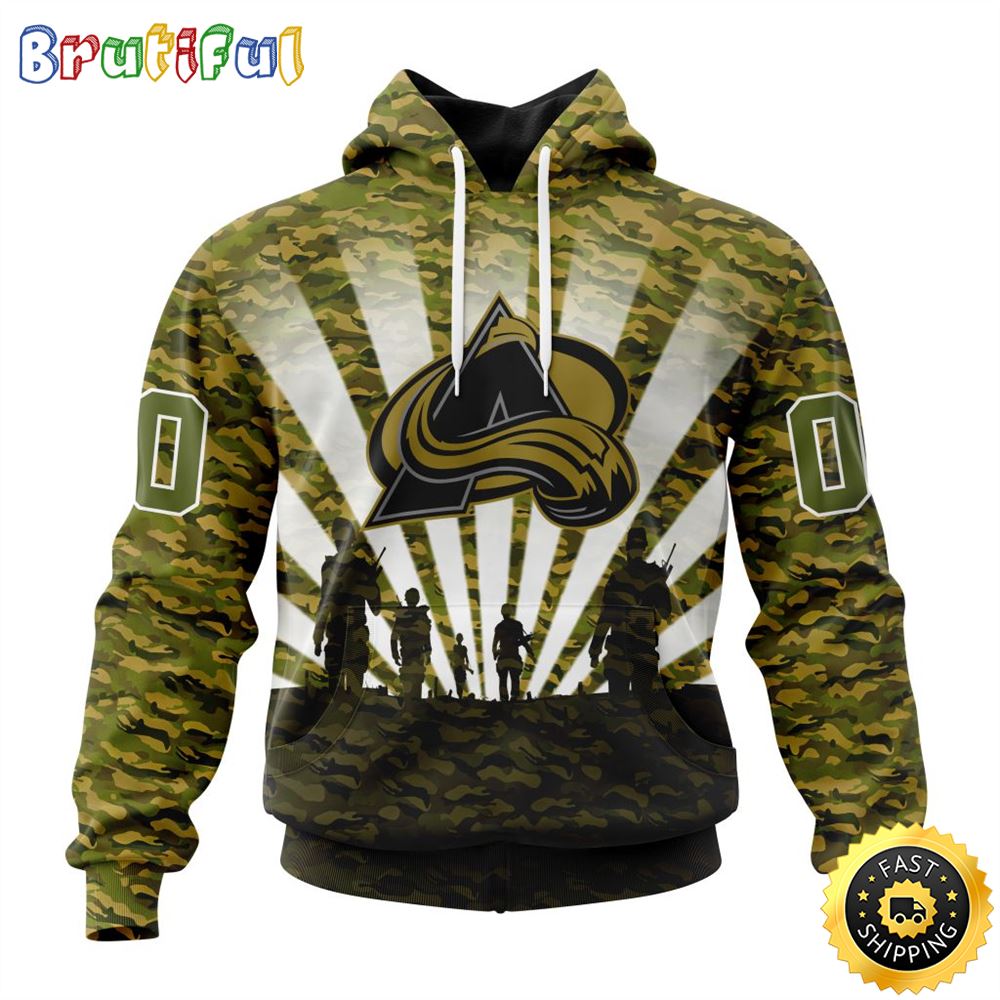 Personalized NHL Colorado Avalanche All Over Print 3D Hoodie Military Camo Kits For Veterans Day And Rememberance Day