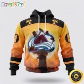 Personalized NHL Colorado Avalanche All Over Print 3D Hoodie Special Zombie Design For Halloween