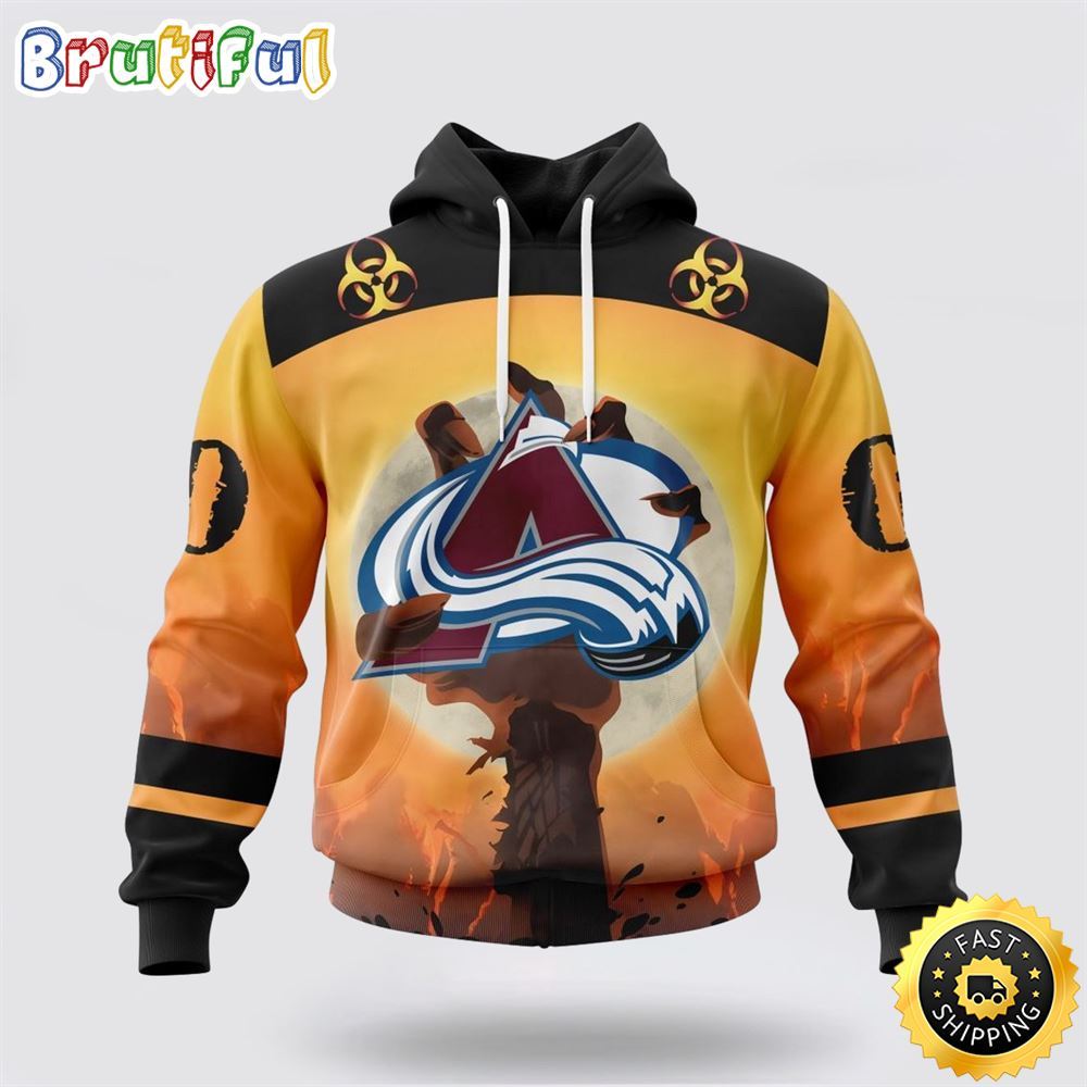 Personalized NHL Colorado Avalanche All Over Print 3D Hoodie Special Zombie Design For Halloween
