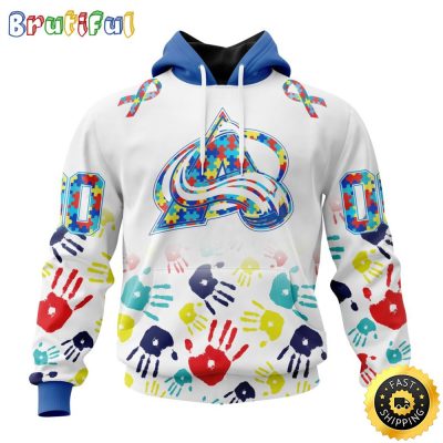 Personalized NHL Colorado Avalanche Autism Awareness Hands Design All Over Print 3D Hoodie Unisex Hoodie