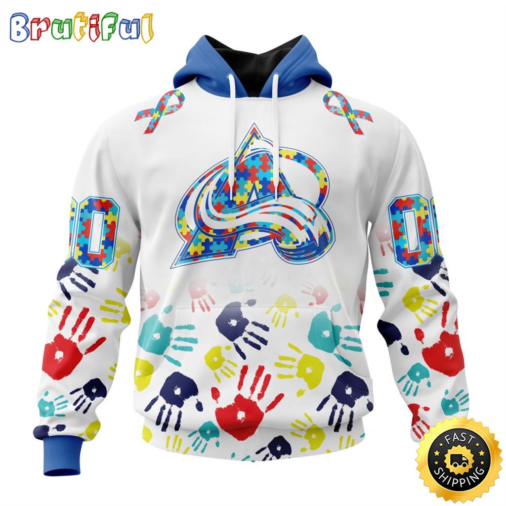 Personalized NHL Colorado Avalanche Autism Awareness Hands Design All Over Print 3D Hoodie Unisex Hoodie Personalized NHL Colorado Avalanche Autism Awareness Hands Design All Over Print 3D Hoodie Unisex Hoodie
