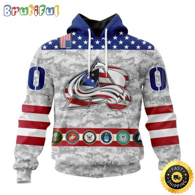 Personalized NHL Colorado Avalanche Hoodie Armed Forces Appreciation All Over Print 3D Hoodie Unisex Tshirt Hoodie