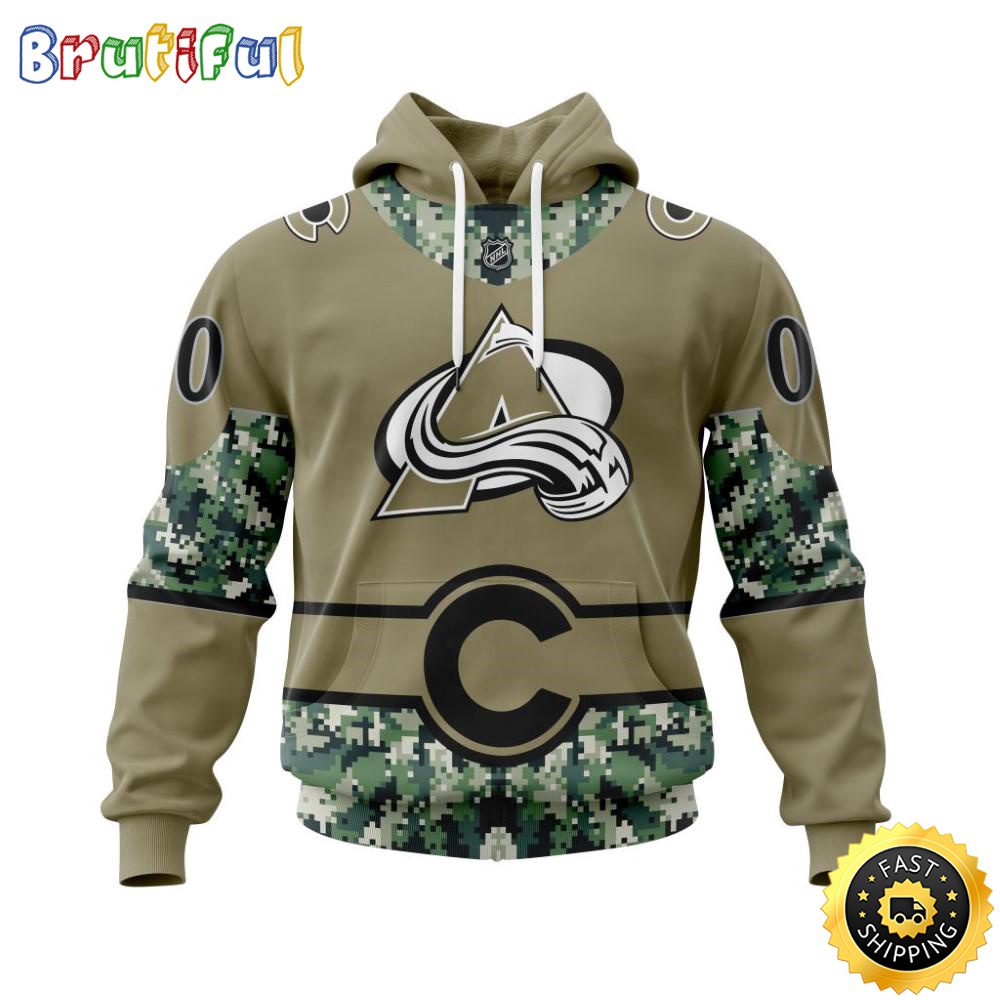 Personalized NHL Colorado Avalanche Hoodie Military Camo With City Or State Flag 3D Hoodie Unisex Tshirt Hoodie