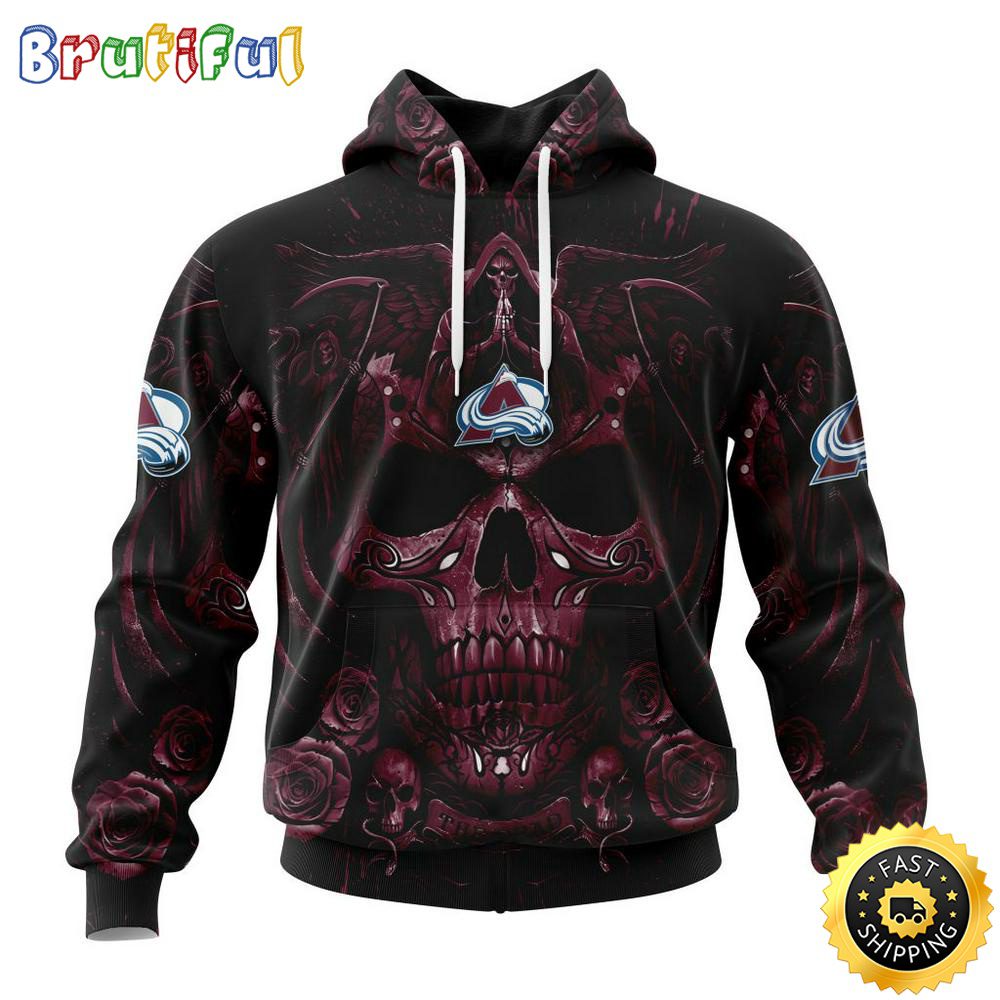 Personalized NHL Colorado Avalanche Hoodie Special Design With Skull Art All Over Print 3D Hoodie Unisex Tshirt Hoodie