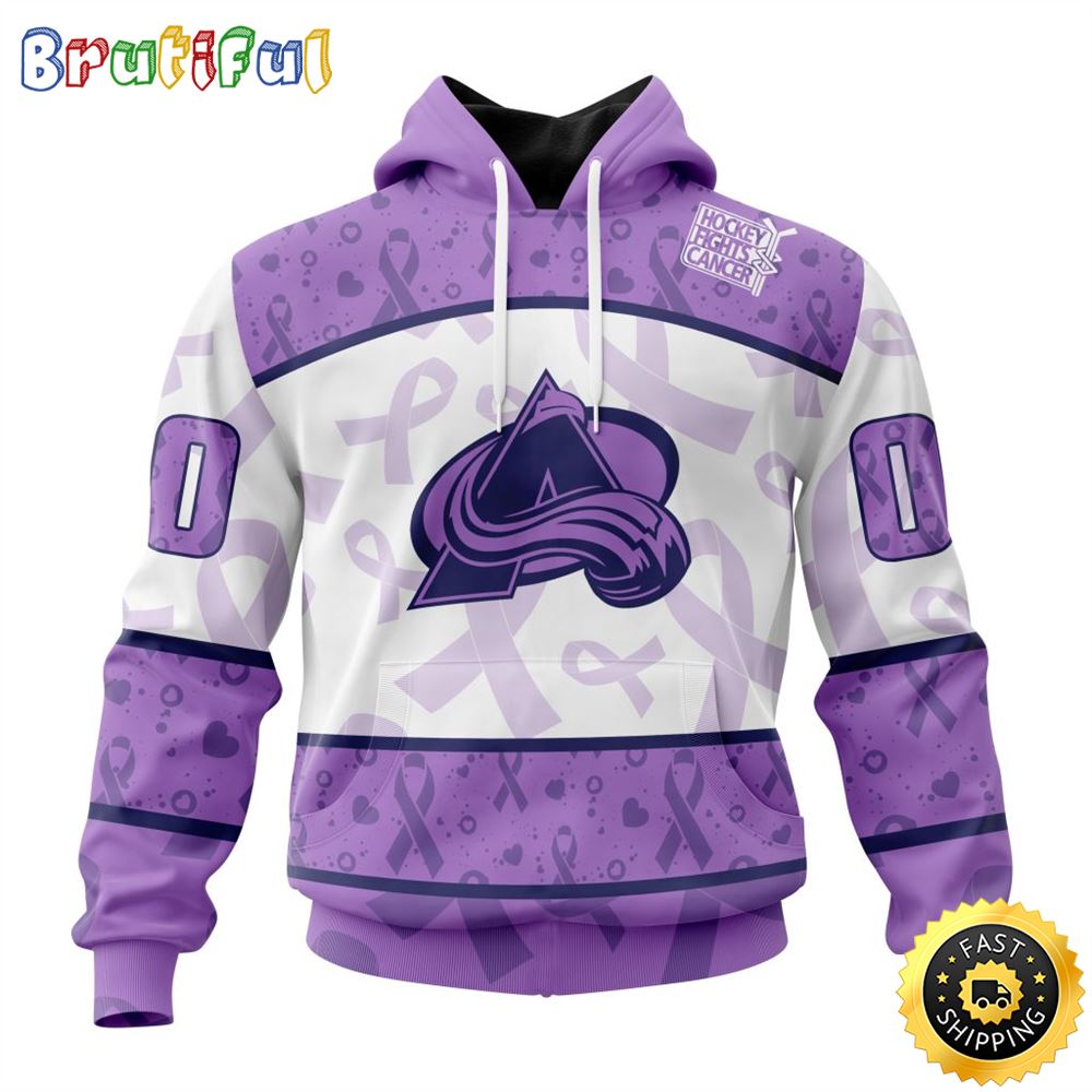 Personalized NHL Colorado Avalanche Special Lavender Hockey Fights Cancer All Over Print 3D Hoodie Unisex Hoodie Tshirt Sweatshirt