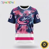 Personalized NHL Columbus Blue Jackets All Over Print 3D T Shirt Special Pink October Fight Breast Cancer Gift For Man And Women