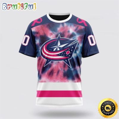 Personalized NHL Columbus Blue Jackets All Over Print 3D T Shirt Special Pink October Fight Breast Cancer Gift For Man And Women
