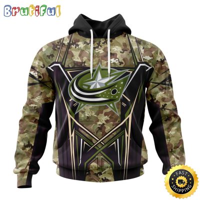 Personalized NHL Columbus Blue Jackets Hoodie Special Camo Color Design All Over Print 3D Unisex Hoodie