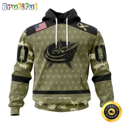 Personalized NHL Columbus Blue Jackets Hoodie Special Camo Military Appreciation All Over Print 3D Hoodie Unisex Hoodie