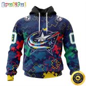 Personalized NHL Columbus Blue Jackets Specialized Fearless Against Autism All Over Print 3D Hoodie Unisex Hoodie