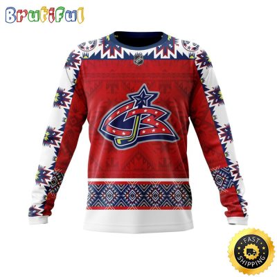 Personalized NHL Columbus Blue Jackets Sweatshirt Specialized Native Concepts All Over Print Sweatshirt Unisex