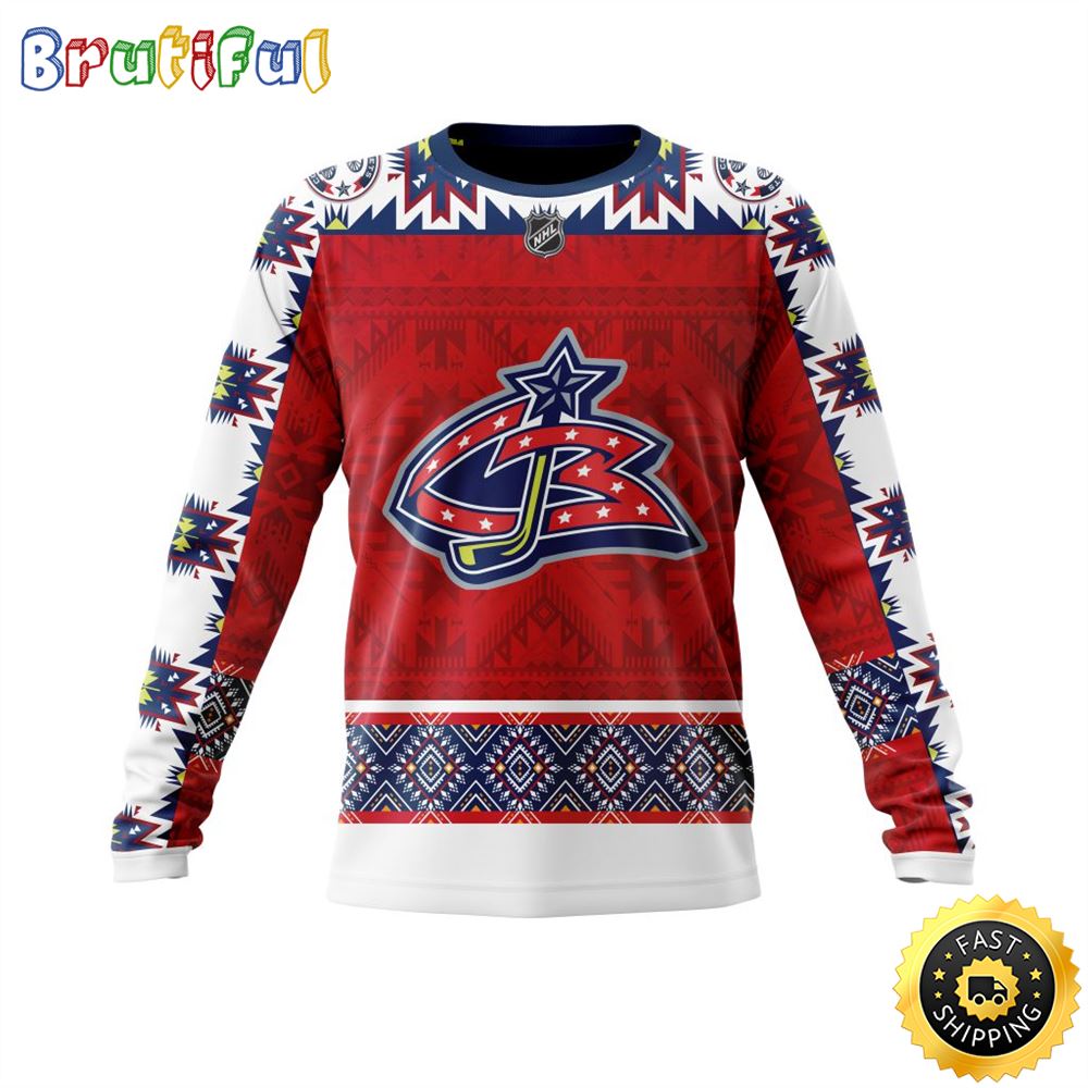 Personalized NHL Columbus Blue Jackets Sweatshirt Specialized Native Concepts All Over Print Sweatshirt Unisex