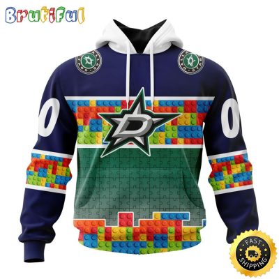 Personalized NHL Dallas Stars All Over Print 3D Hoodie Autism Awareness Design Unisex Hoodie