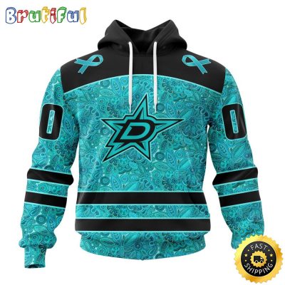 Personalized NHL Dallas Stars All Over Print 3D Hoodie Special Design Fight Ovarian Cancer Gift For Football Fans