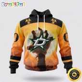 Personalized NHL Dallas Stars All Over Print 3D Hoodie Special Zombie Design For Halloween