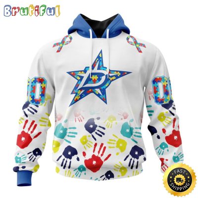 Personalized NHL Dallas Stars Autism Awareness Hands Design All Over Print 3D Hoodie Unisex Hoodie