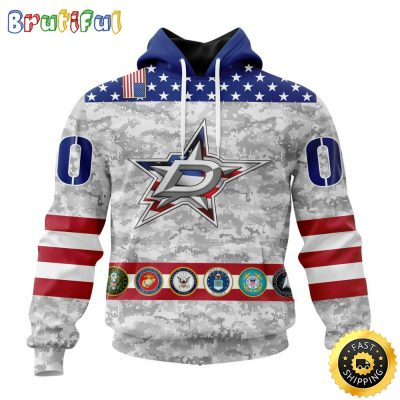 Personalized NHL Dallas Stars Hoodie Armed Forces Appreciation All Over Print 3D Hoodie Unisex Tshirt Hoodie