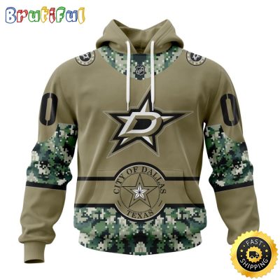 Personalized NHL Dallas Stars Hoodie Military Camo With City Or State Flag 3D Hoodie Unisex Tshirt Hoodie