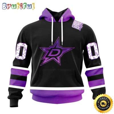 Personalized NHL Dallas Stars Hoodie Special Black Hockey Fights Cancer All Over Print 3D Hoodie Unisex Hoodie