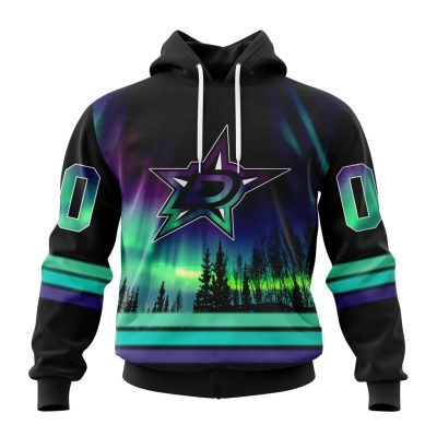 Personalized NHL Dallas Stars Hoodie Special Design With Northern Lights All Over Print 3D Hoodie Unisex