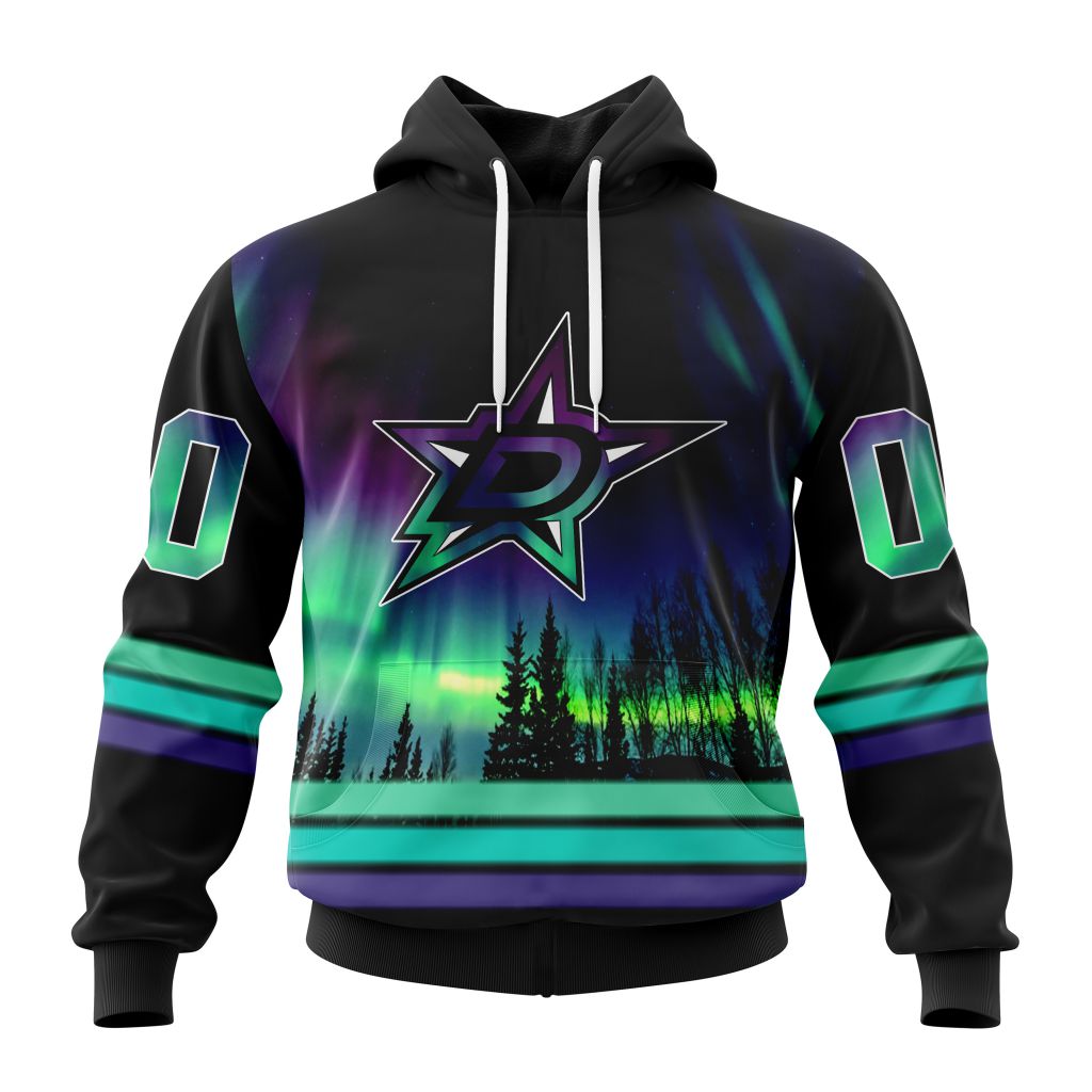 Personalized NHL Dallas Stars Hoodie Special Design With Northern Lights All Over Print 3D Hoodie Unisex