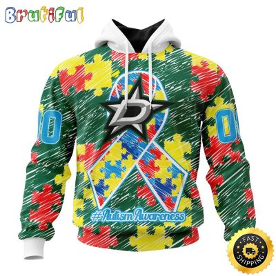 Personalized NHL Dallas Stars Special Autism Awareness Month All Over Print 3D Hoodie Unisex Hoodie