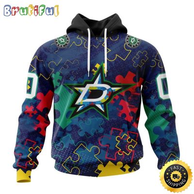 Personalized NHL Dallas Stars Specialized Fearless Against Autism All Over Print 3D Hoodie Unisex Hoodie