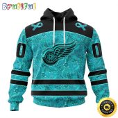 Personalized NHL Detroit Red Wings All Over Print 3D Hoodie Special Design Fight Ovarian Cancer Gift For Football Fans