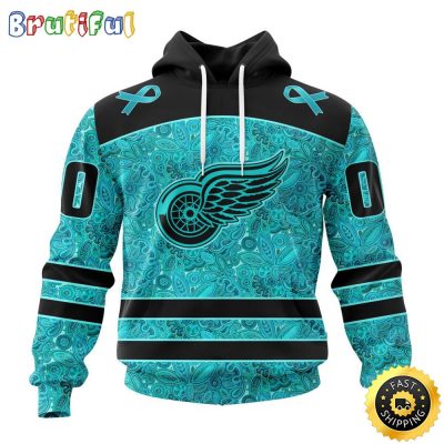 Personalized NHL Detroit Red Wings All Over Print 3D Hoodie Special Design Fight Ovarian Cancer Gift For Football Fans