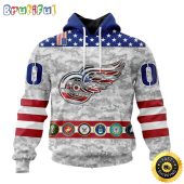 Personalized NHL Detroit Red Wings Hoodie Armed Forces Appreciation All Over Print 3D Hoodie Unisex Tshirt Hoodie